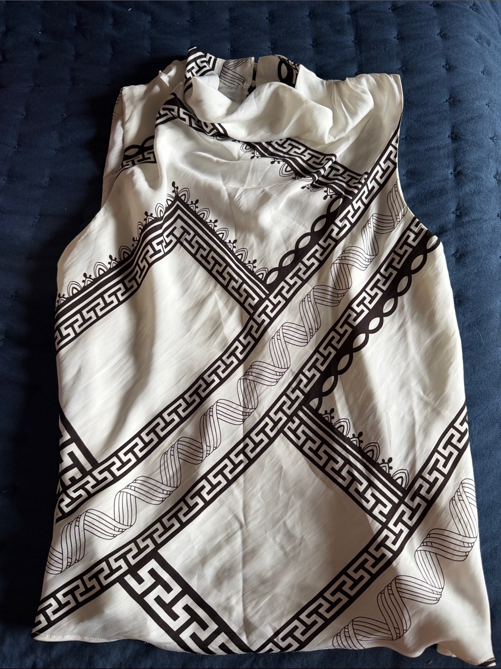 Rachel Zoe White and Black Print Sleeveless Top
